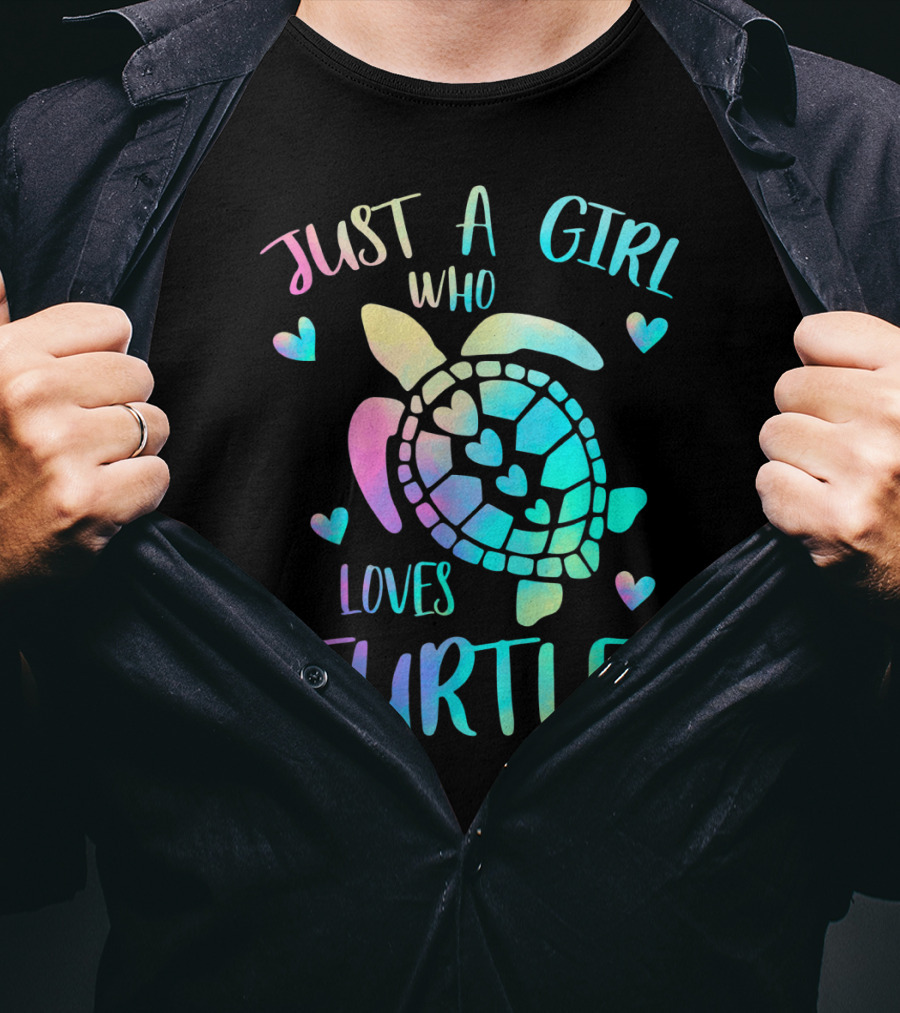 Just A Girl Who Loves Turtles Pastel Watercolor Turtle T-Shirt