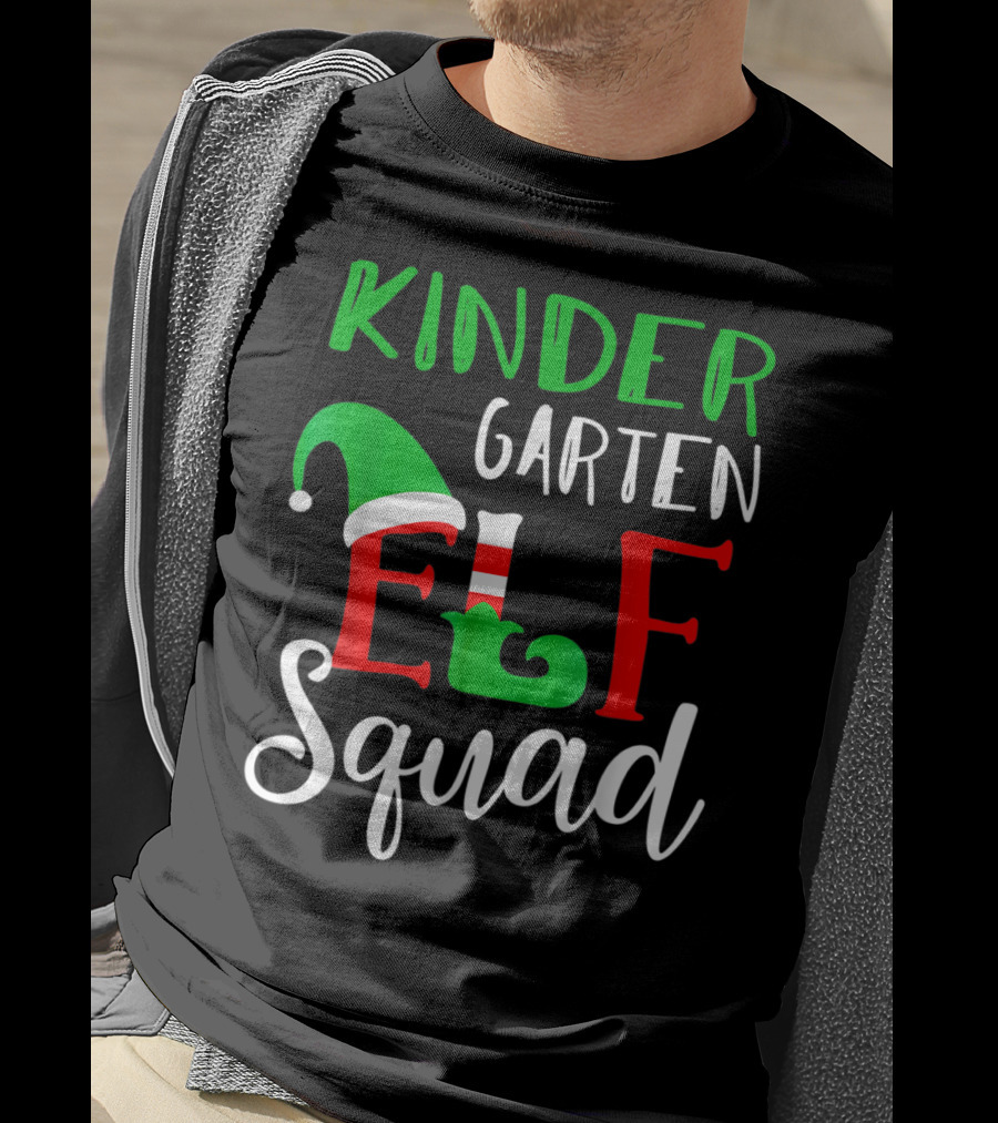 Kindergarten Elf Squad Christmas Teacher Festive Holiday T-Shirt