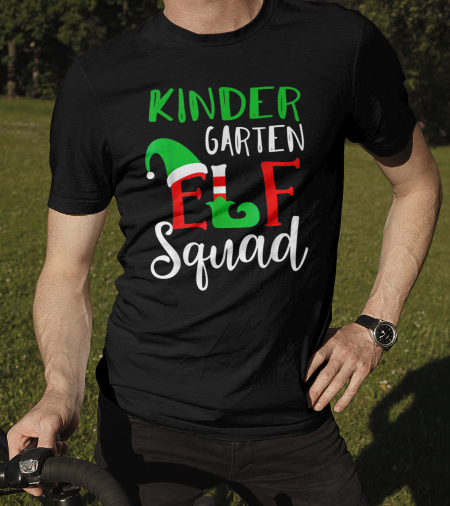 Kindergarten Elf Squad Christmas Teacher Festive Holiday T-Shirt
