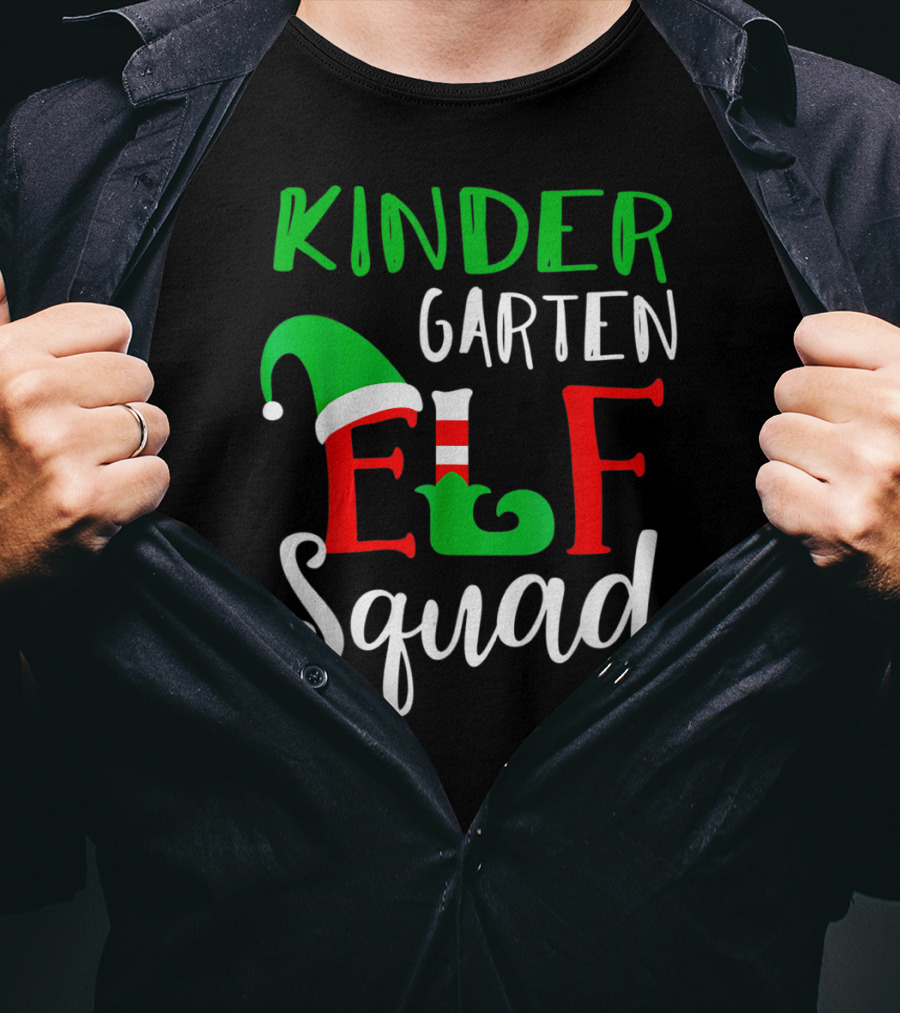 Kindergarten Elf Squad Christmas Teacher Festive Holiday T-Shirt