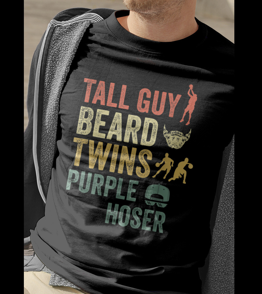 Perfect Dude Tall Guy Beard Twins Purple Hoser Basketball Cap T-Shirt
