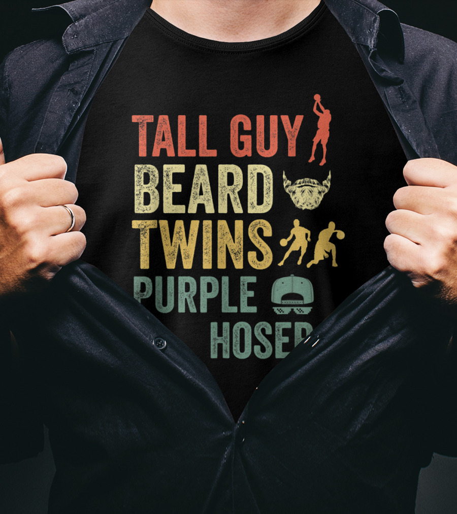 Perfect Dude Tall Guy Beard Twins Purple Hoser Basketball Cap T-Shirt