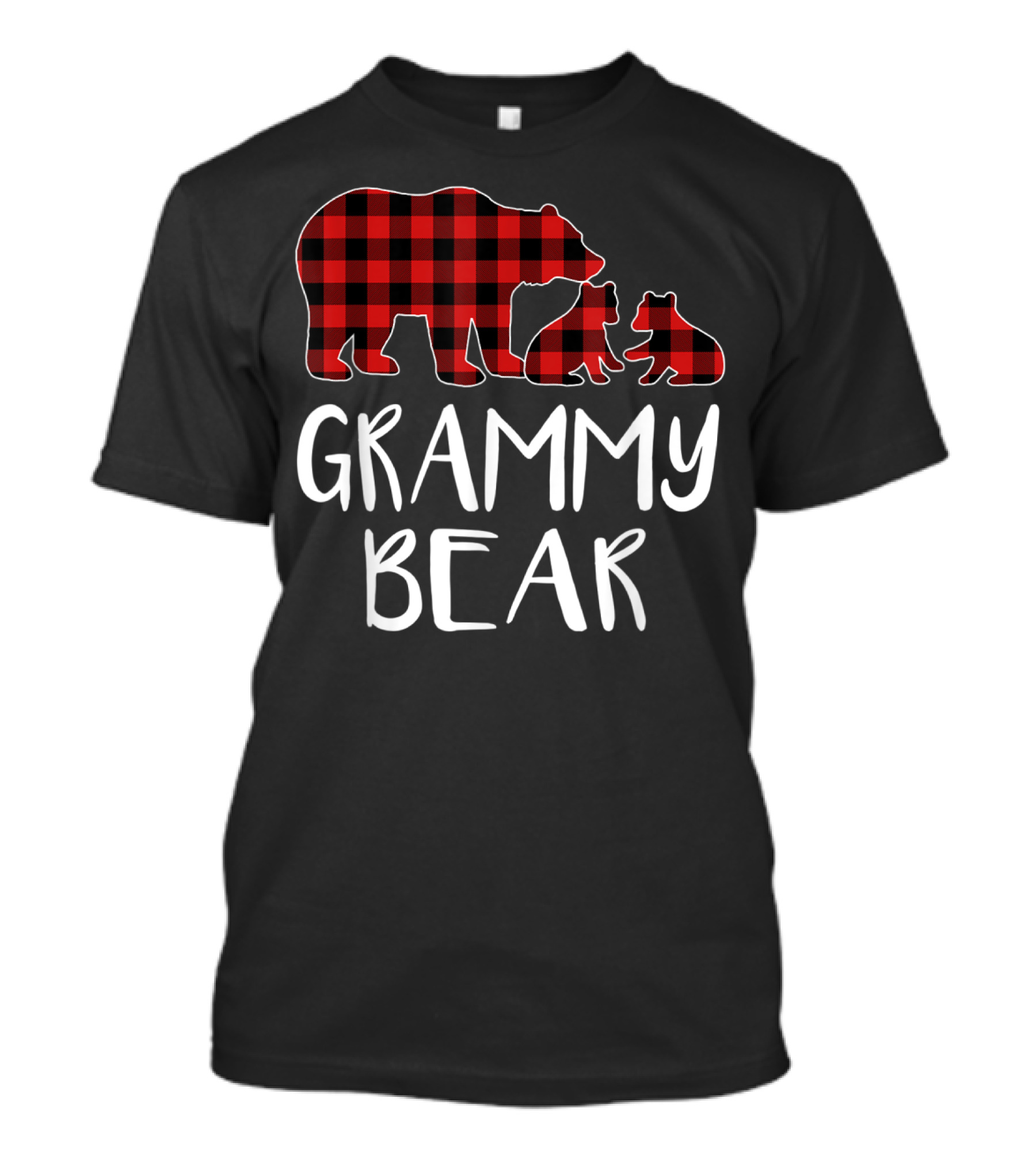 Grammy Bear Red Plaid Two Cubs Matching Buffalo T-Shirt