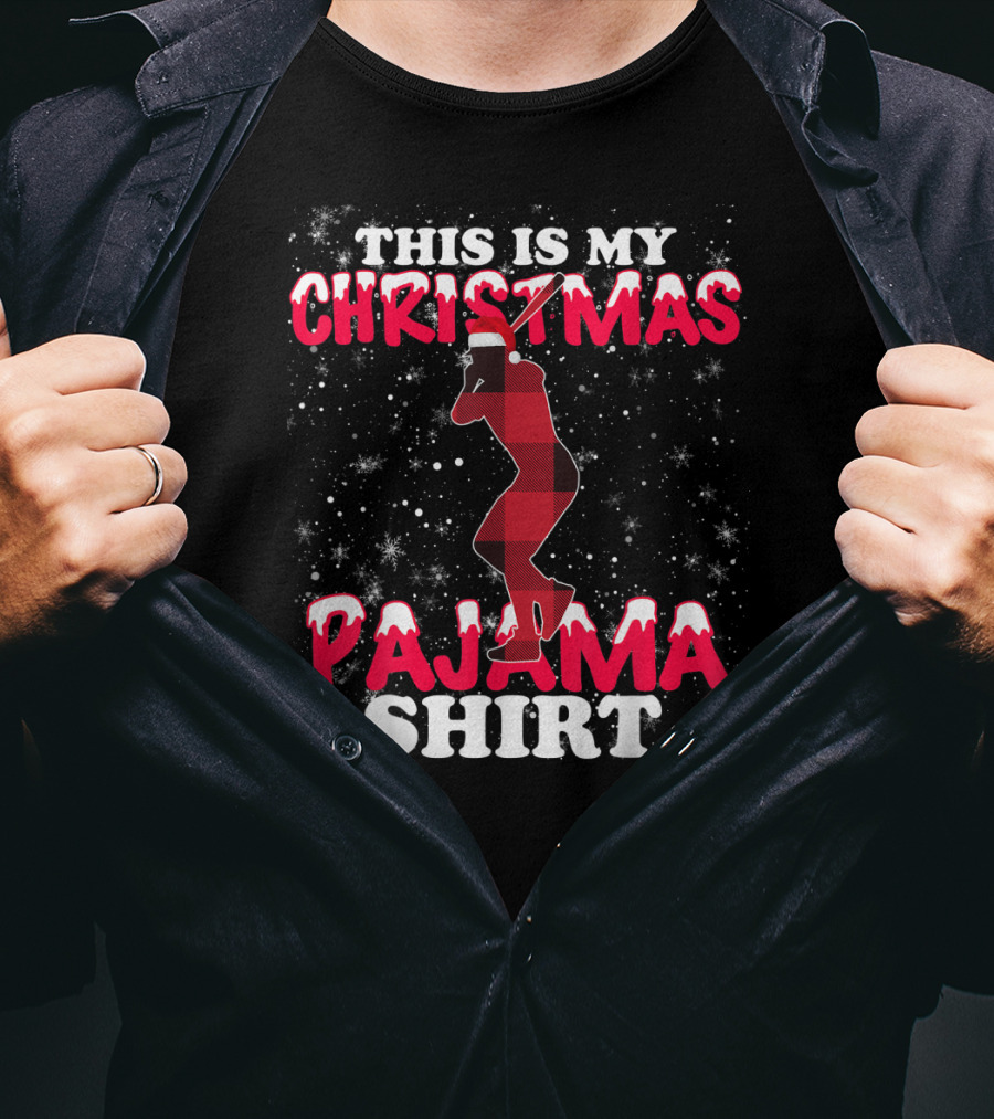 This Is My Christmas Pajama Shirt Plaid Baseball T-Shirt