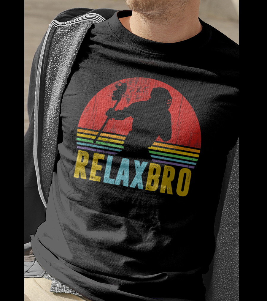 ReLax Bro Lacrosse LAX Apparel Retro Style Silhouette Vintage Sunset T-Shirt
