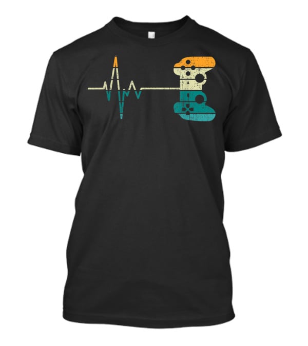 Vintage Gamer Heartbeat Video Game Lover Controller T-Shirt
