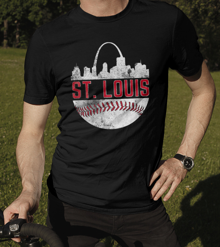 St Louis Vintage City Skyline Baseball Arch T-Shirt