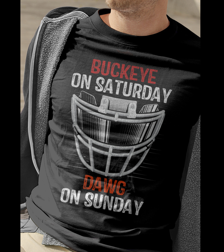 Buckeye On Saturday Dawg On Sunday Football Helmet Fan Crossover T-Shirt