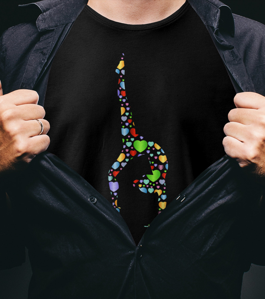 Multicolor Hearts Gymnastics Silhouette Gymnast T-Shirt