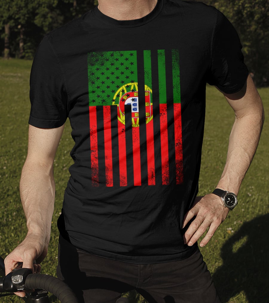 Half Portuguese Flag American Inside Me USA Flag Fusion T-Shirt