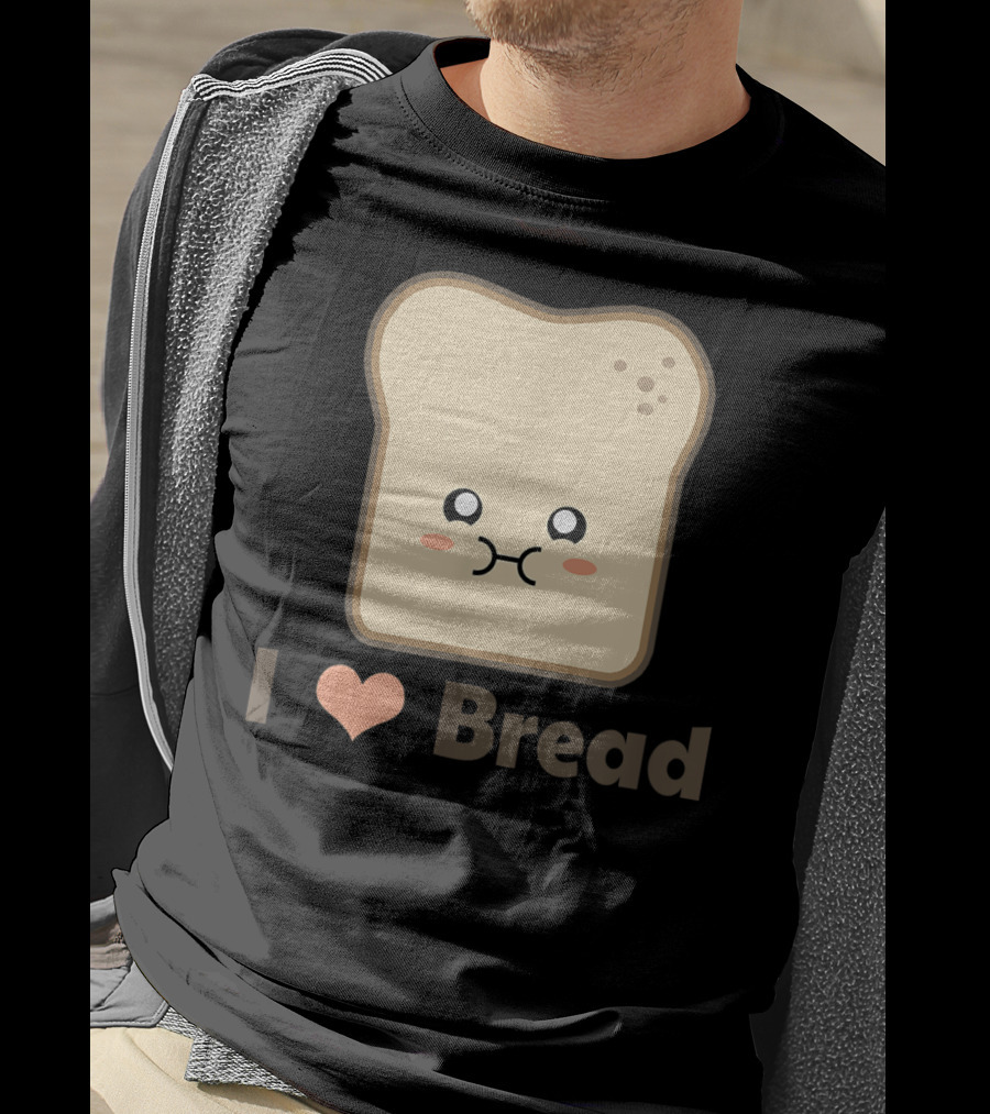 I Heart Kawaii Bread Cute Face T-Shirt