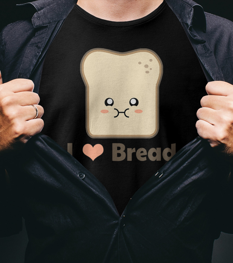 I Heart Kawaii Bread Cute Face T-Shirt