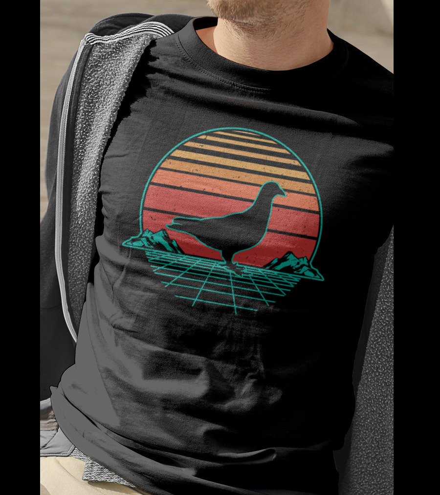 Pigeon Dove Bird Animal Vintagewave Sunset T-Shirt