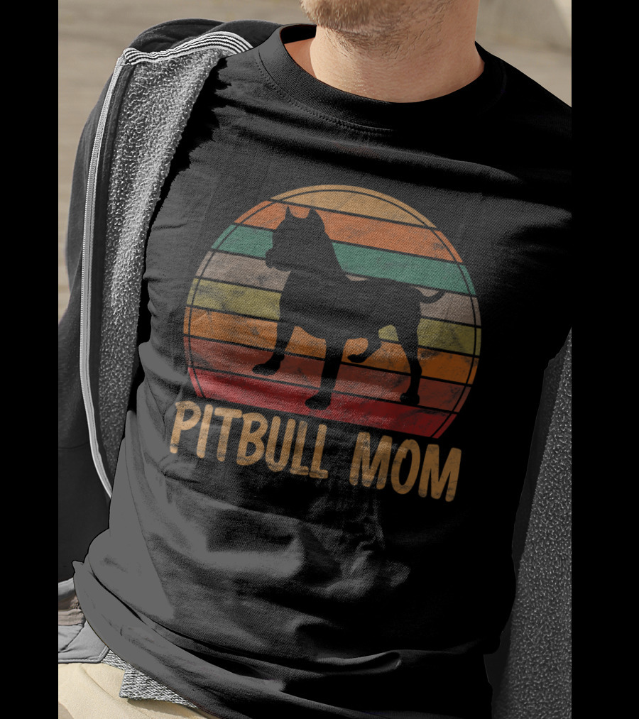Pitbull Mom Dog Lover Pet Mother Pit Bull Mama Retro T-Shirt