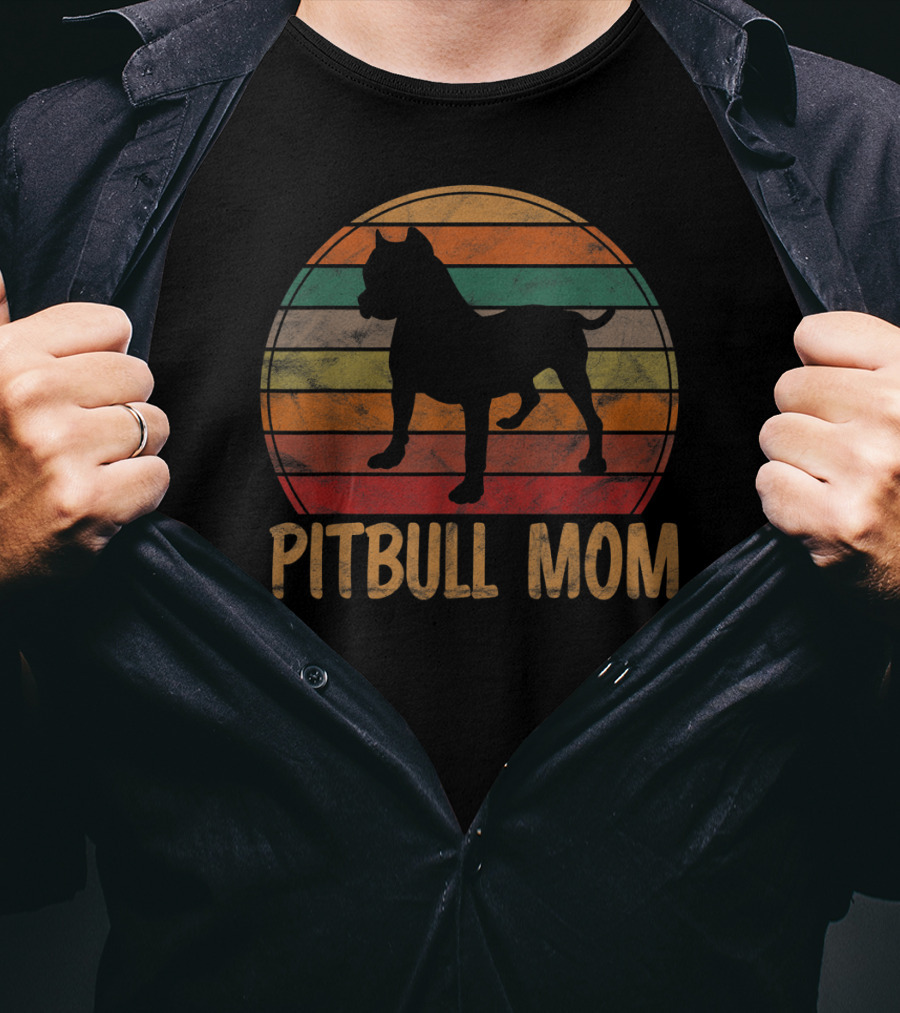 Pitbull Mom Dog Lover Pet Mother Pit Bull Mama Retro T-Shirt