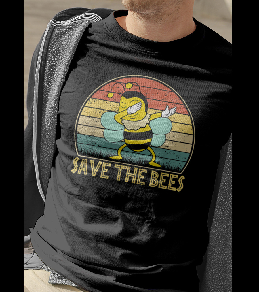 Save The Bees Vintage Dabbing Bee Retro Style Climate Change T-Shirt