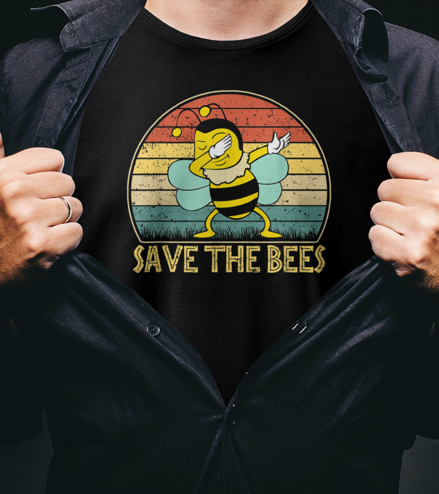 Save The Bees Vintage Dabbing Bee Retro Style Climate Change T-Shirt