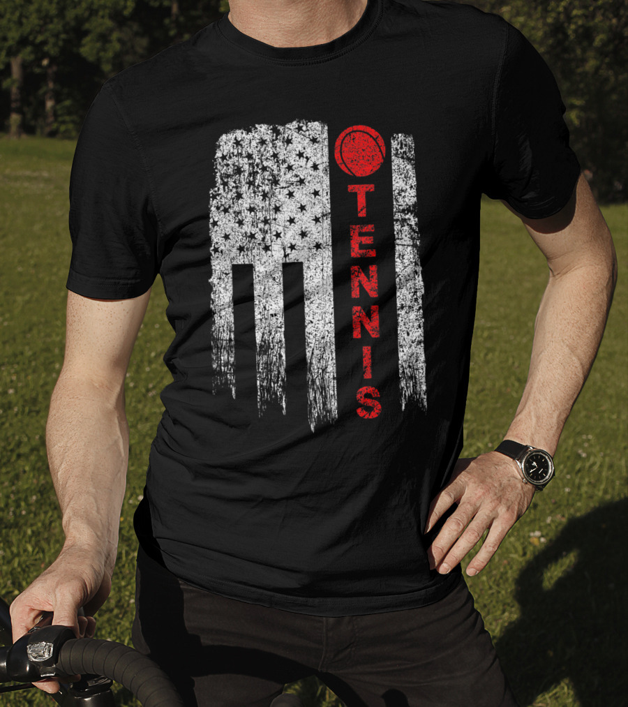 USA Red White Tennis Boys American Grunge T-Shirt