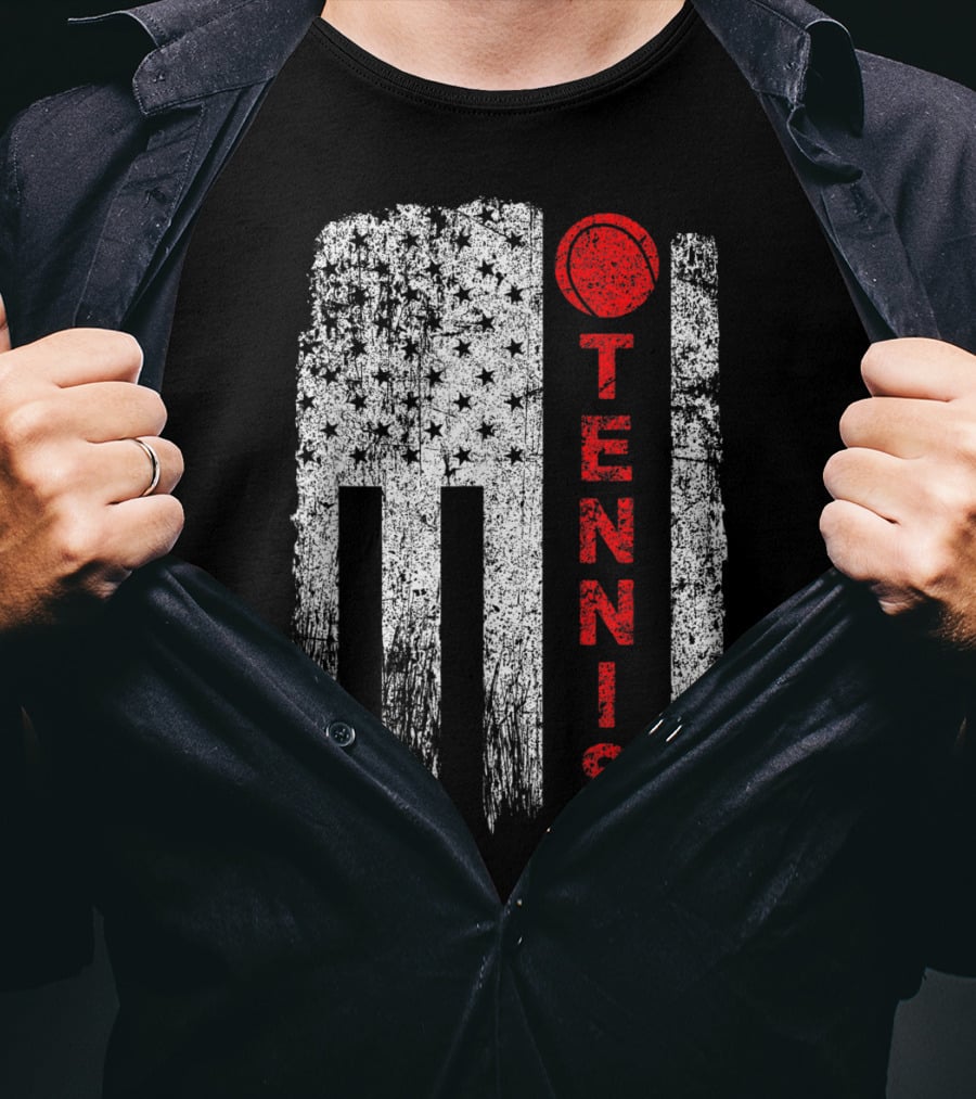 USA Red White Tennis Boys American Grunge T-Shirt