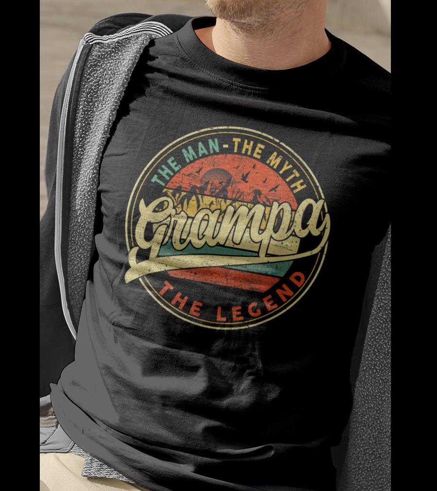 The Man The Myth The Legend Grampa Vintage Sunset T-Shirt