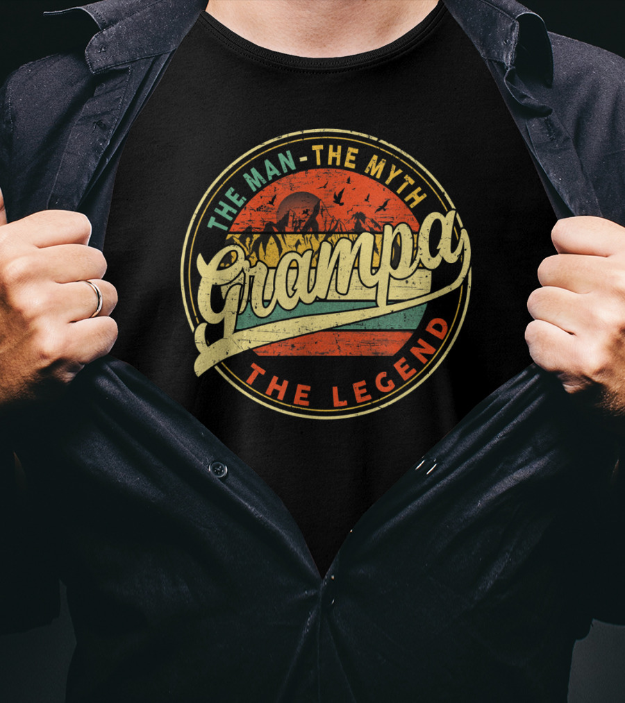 The Man The Myth The Legend Grampa Vintage Sunset T-Shirt