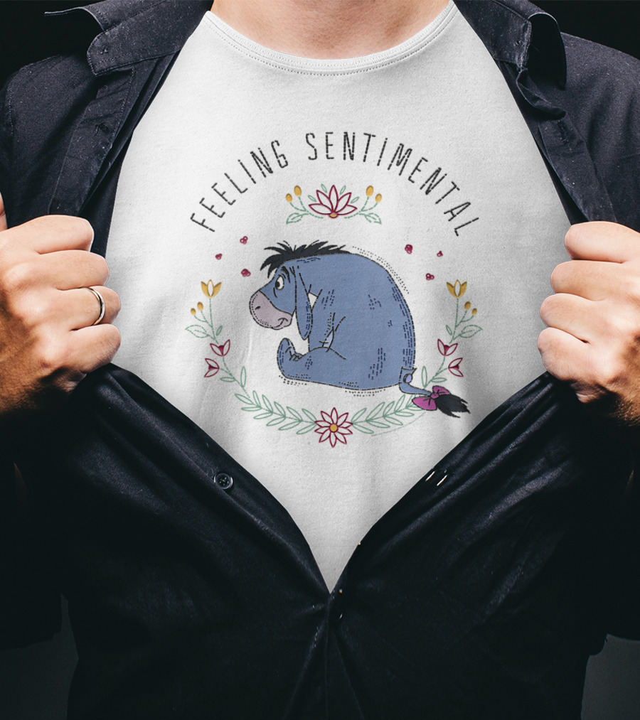 Eeyore Feeling Sentimental Surrounded By Floral Accents T-Shirt