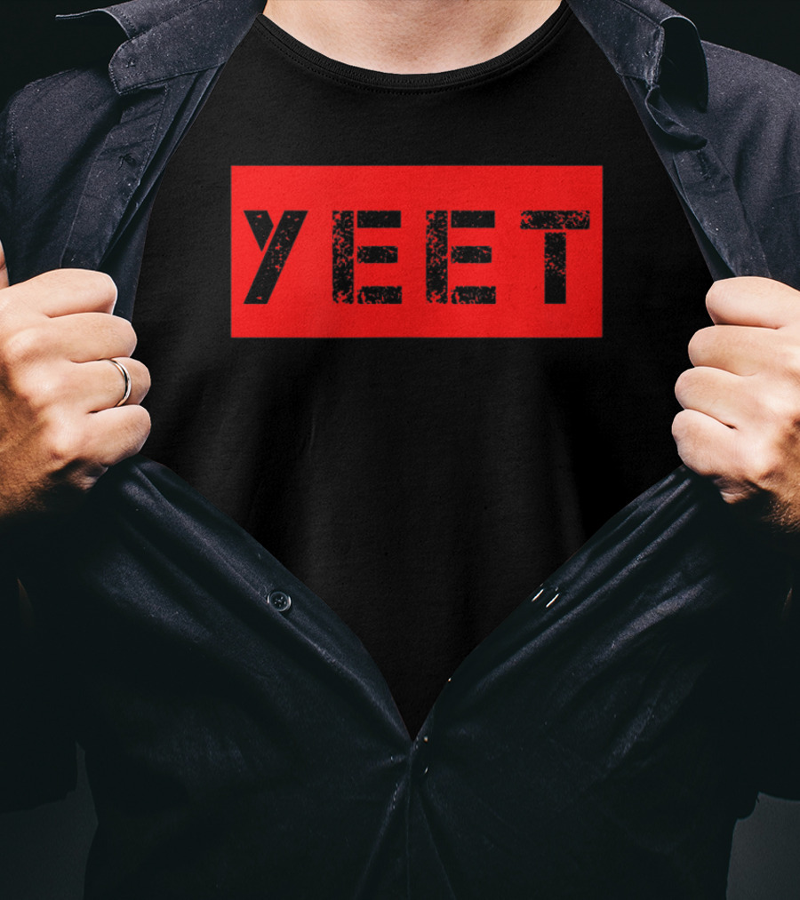 Yeet Meme Gamer Millennial Slogan Bold Red Block Text T-Shirt