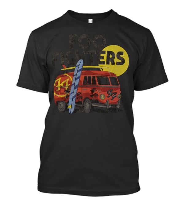 Foo Fighters Surf Van With Palm Trees And Sun T-Shirt