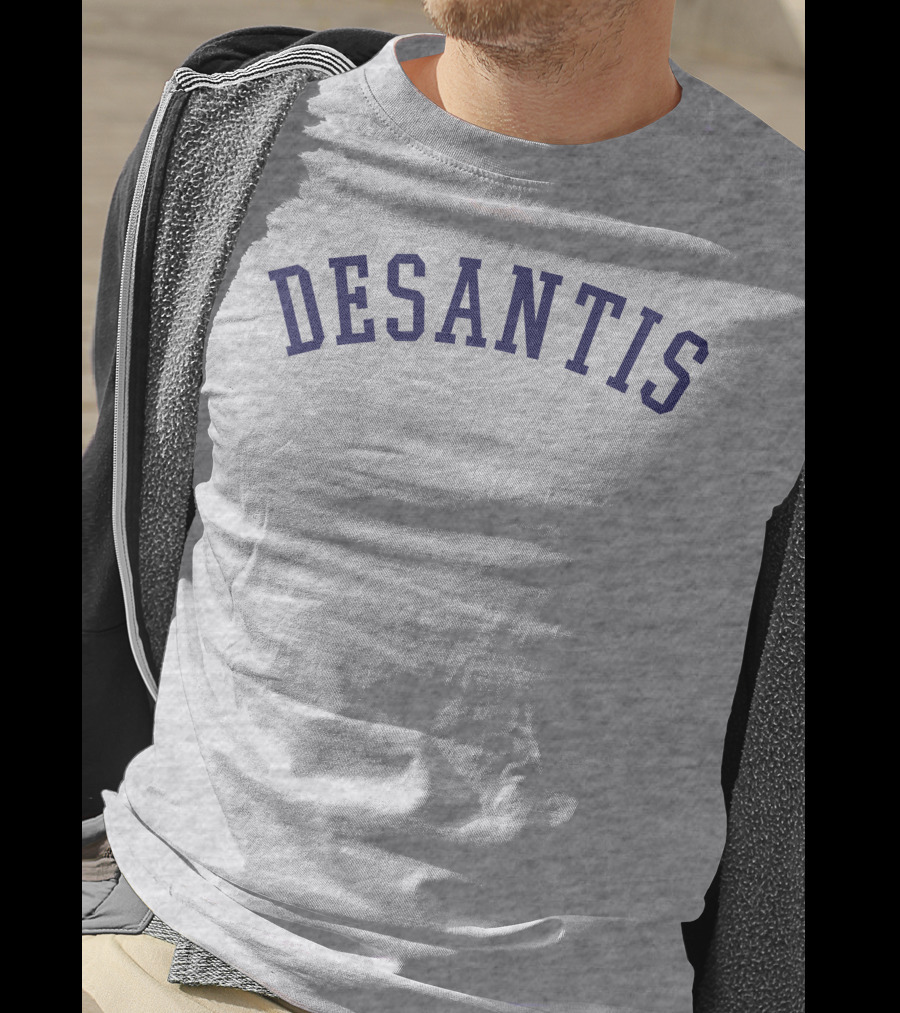 DeSantis Gray Cotton Block Text T-Shirt