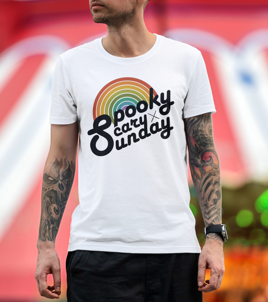 CoryxKenshin Spooky Scary Sunday Retro Rainbow T-Shirt