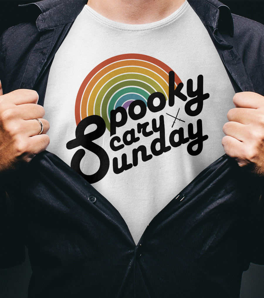 CoryxKenshin Spooky Scary Sunday Retro Rainbow T-Shirt