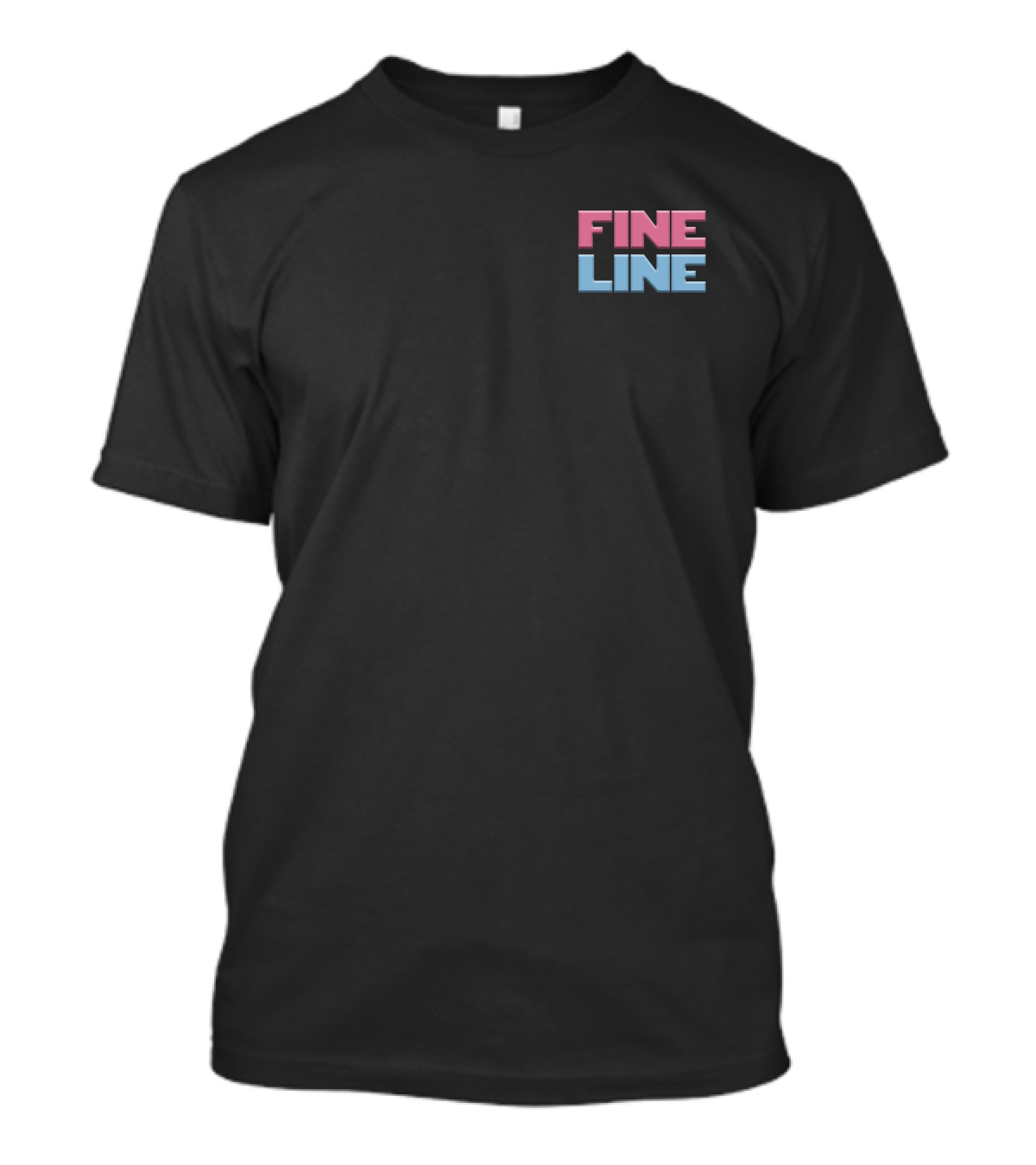Fine Line Hand Typography Pink Blue Block Letters T-Shirt