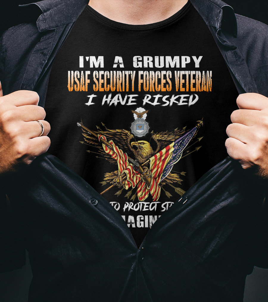 I'm A Grumpy Usaf Security Forces Veteran I Have Risked My Life To Protect Strangers Just Imagine What T-Shirt