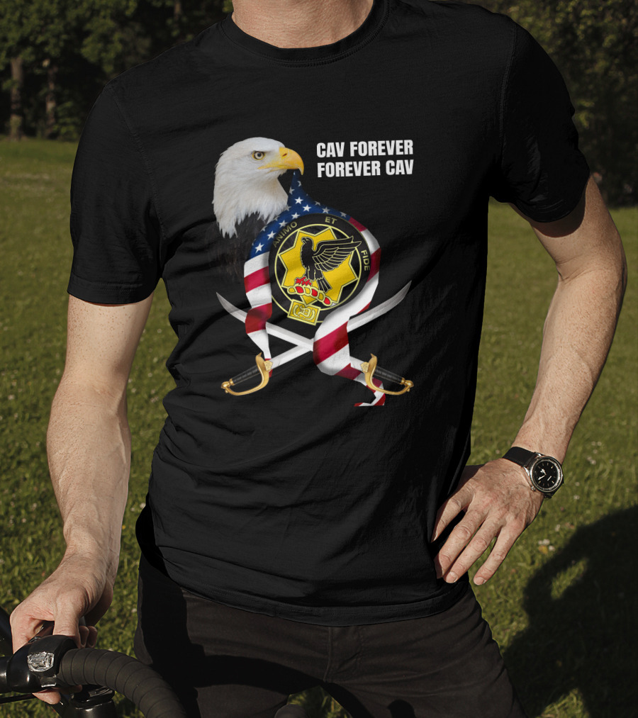 Cav Forever Animus Et Fide Bald Eagle American Patriotism T-Shirt
