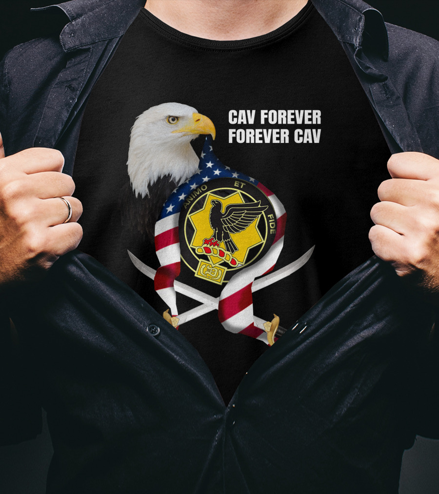 Cav Forever Animus Et Fide Bald Eagle American Patriotism T-Shirt