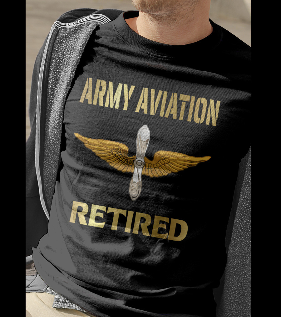 Army Aviation Retired Propeller Wings T-Shirt