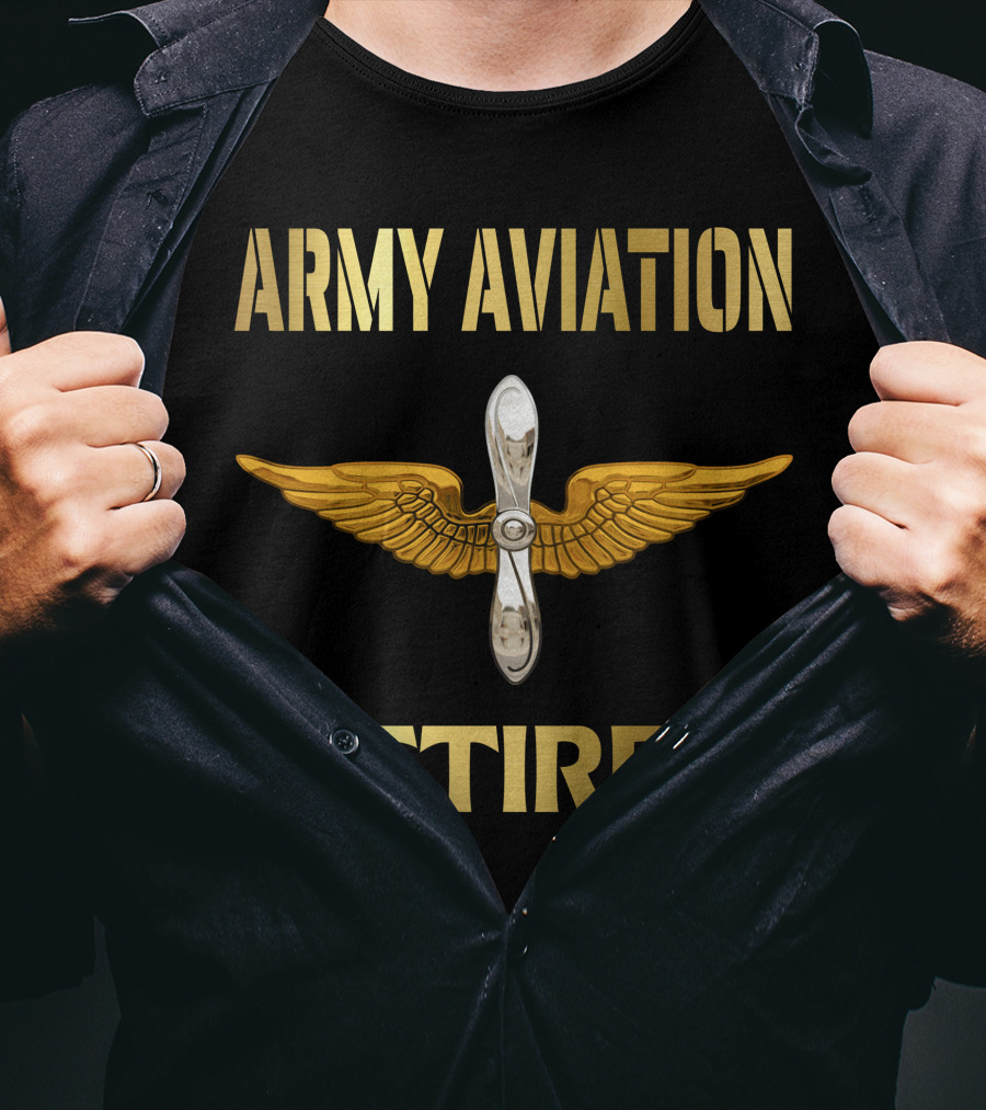 Army Aviation Retired Propeller Wings T-Shirt