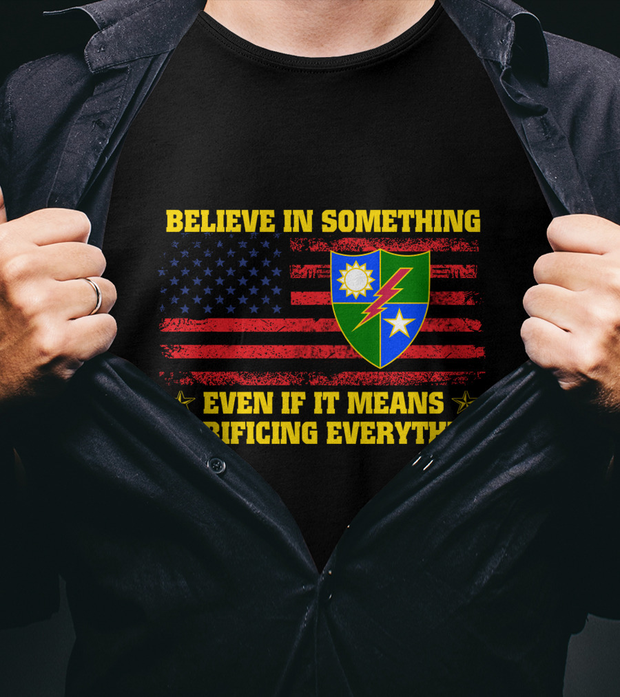 Believe In Something Even If It Means Sacrificing Everything American Flag Shield Stars T-Shirt