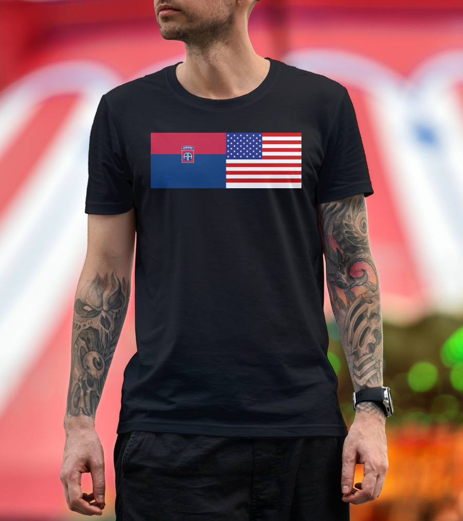 82Nd Airborne Division And American Flag Hklkh1 T-Shirt