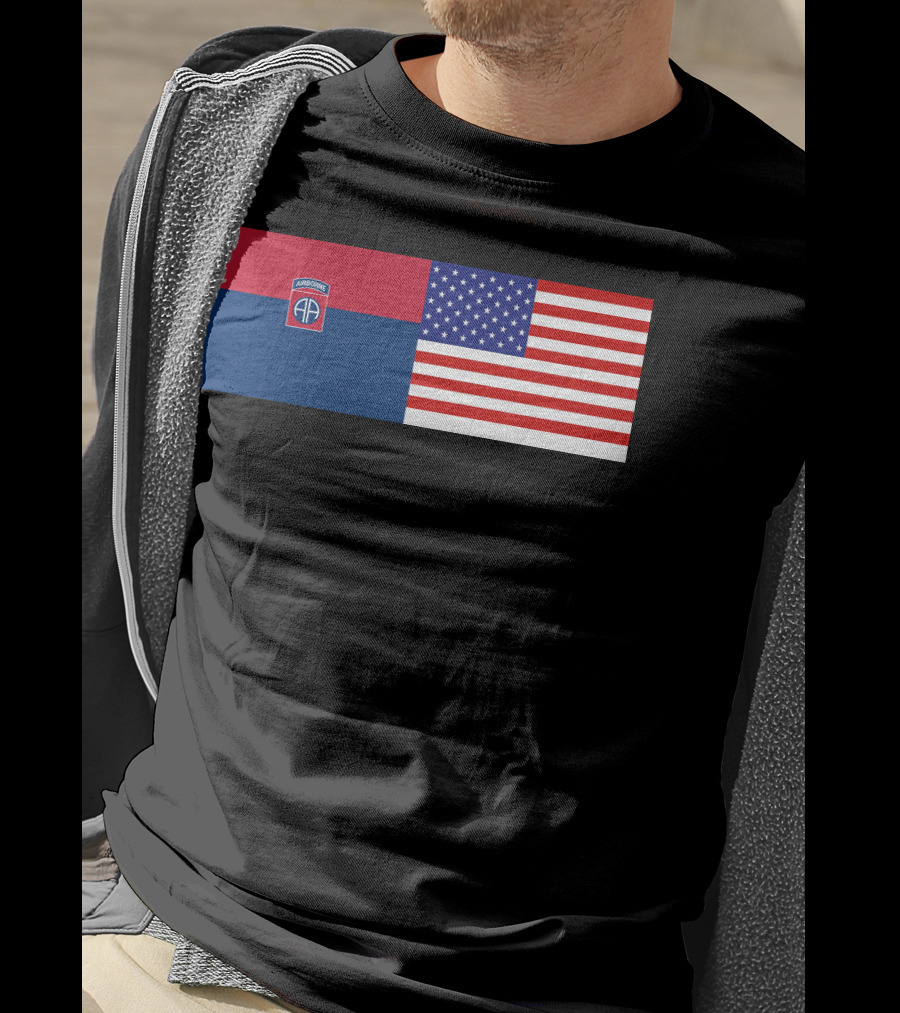 82Nd Airborne Division And American Flag Hklkh1 T-Shirt