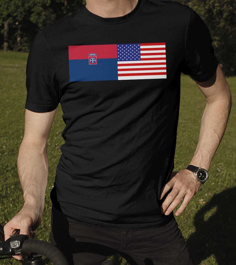 82Nd Airborne Division And American Flag Hklkh1 T-Shirt