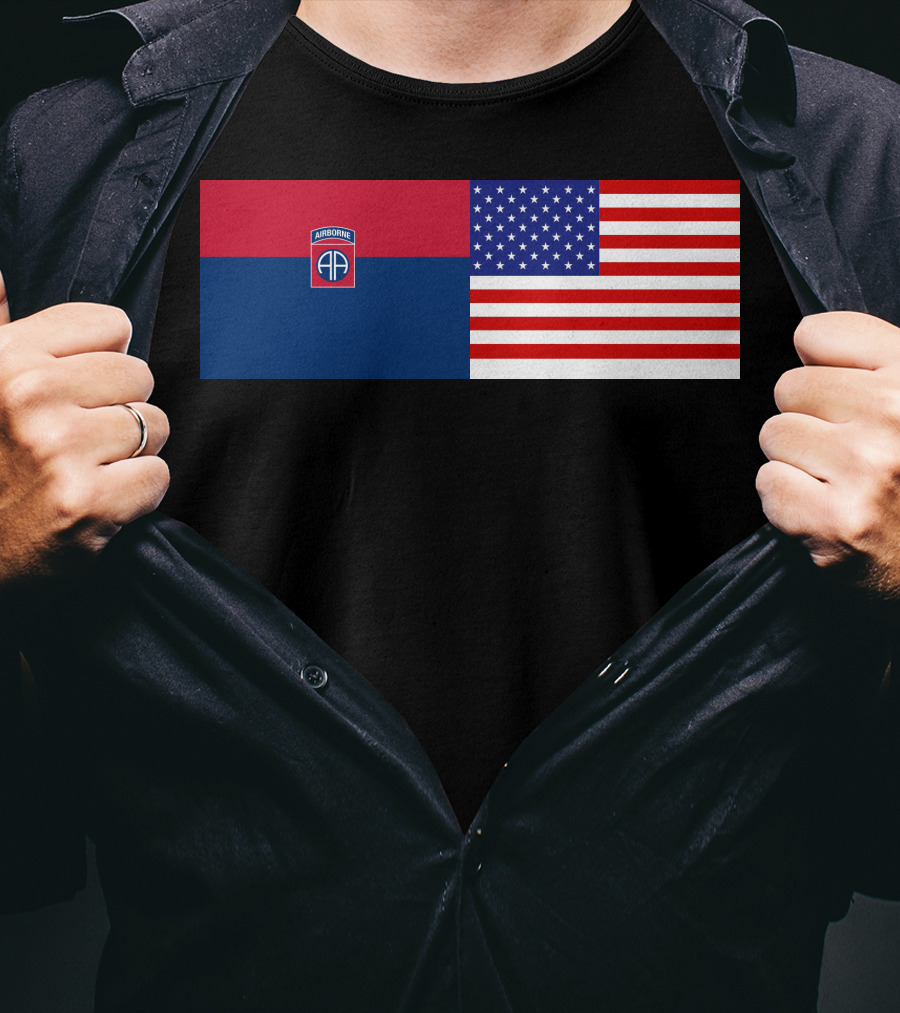 82Nd Airborne Division And American Flag Hklkh1 T-Shirt