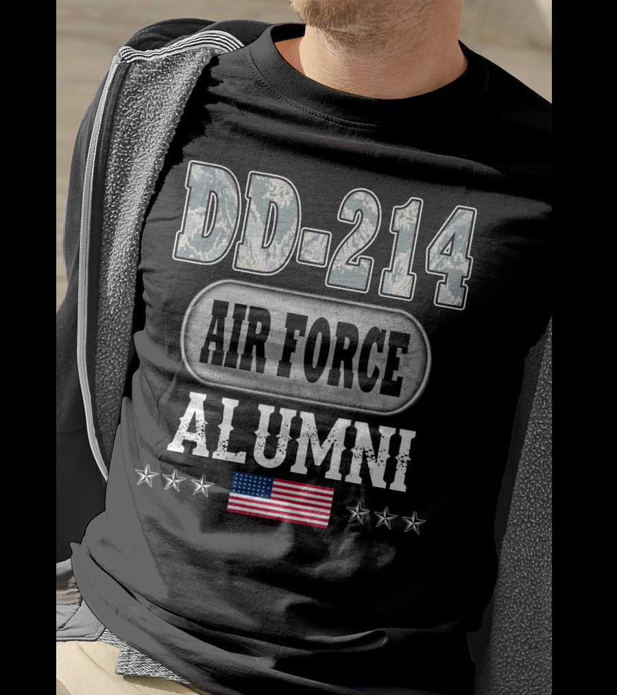 Dd-214 Air Force Alumni Usa Flag Stars T-Shirt
