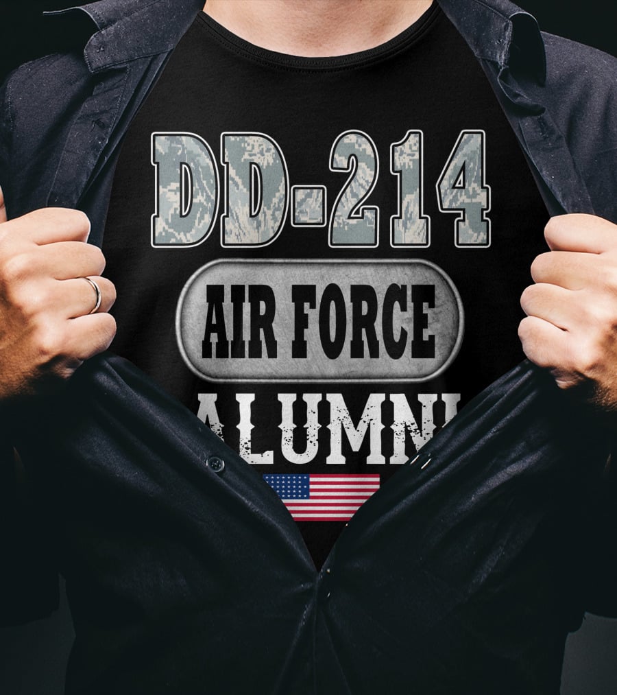 Dd-214 Air Force Alumni Usa Flag Stars T-Shirt