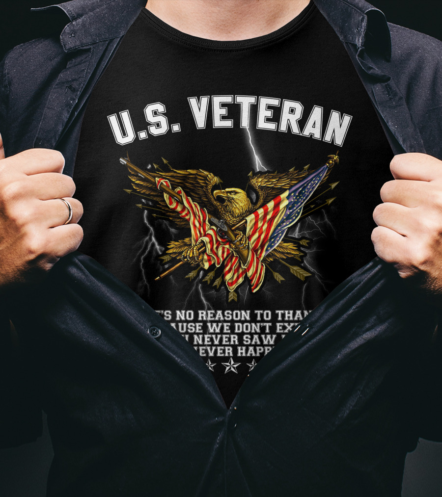 U.s. Veteran Eagle American Flag Patriotic Military Tribute T-Shirt