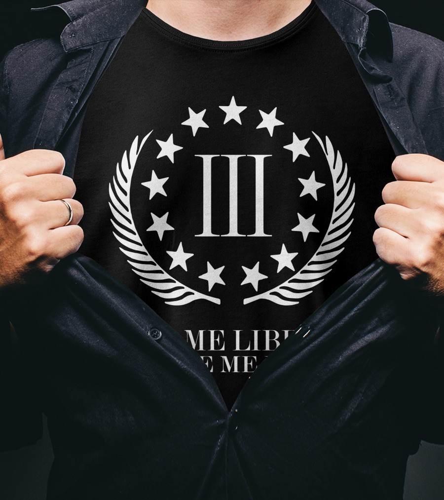 Iii Give Me Liberty Or Give Me Death Stars Wreath T-Shirt