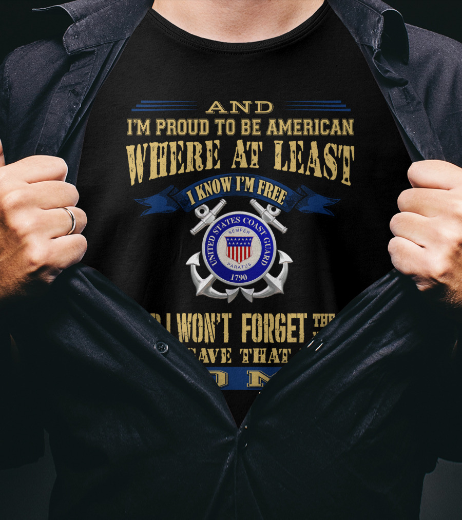 I'm Proud To Be American United States Coast Guard Semper Paratus T-Shirt