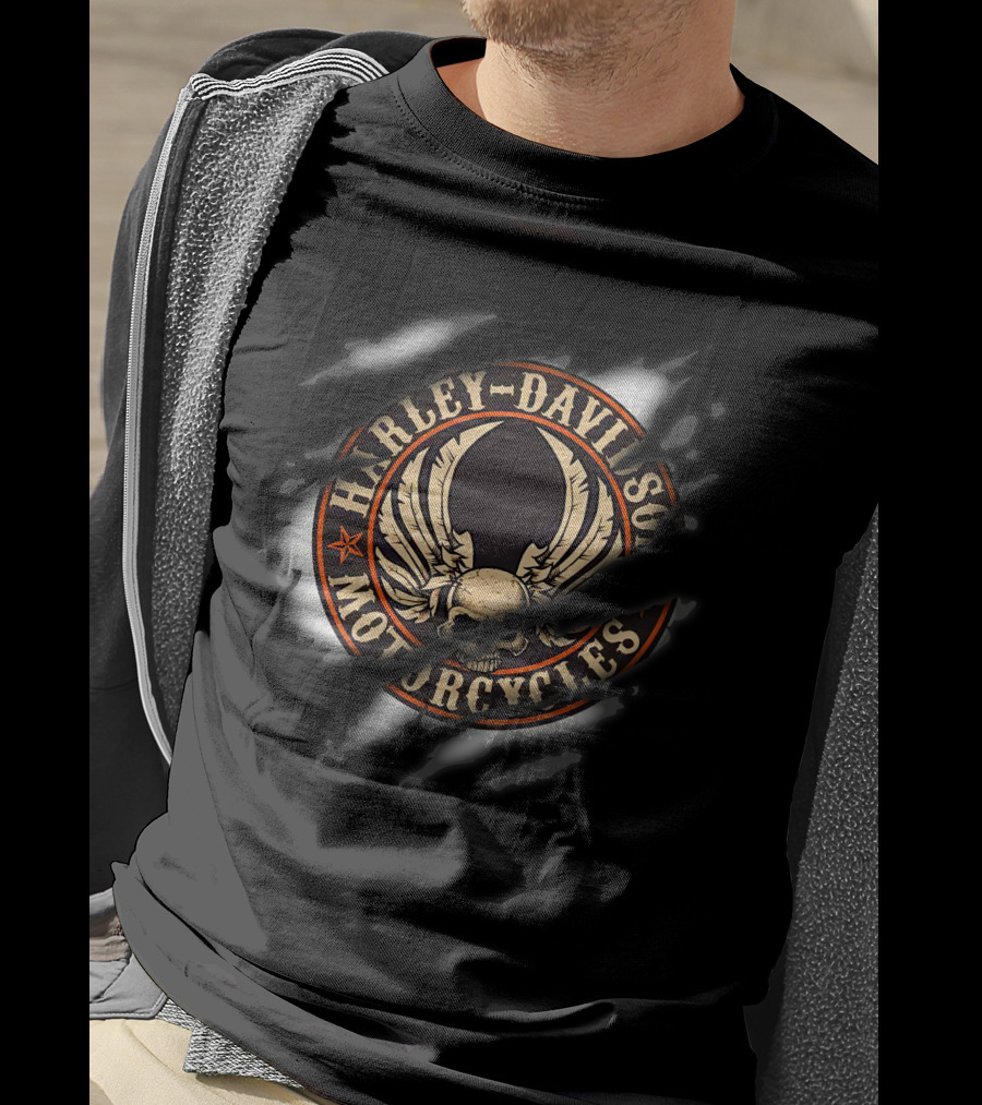 Harley Davidson Motorcycles Skull Wings T-Shirt