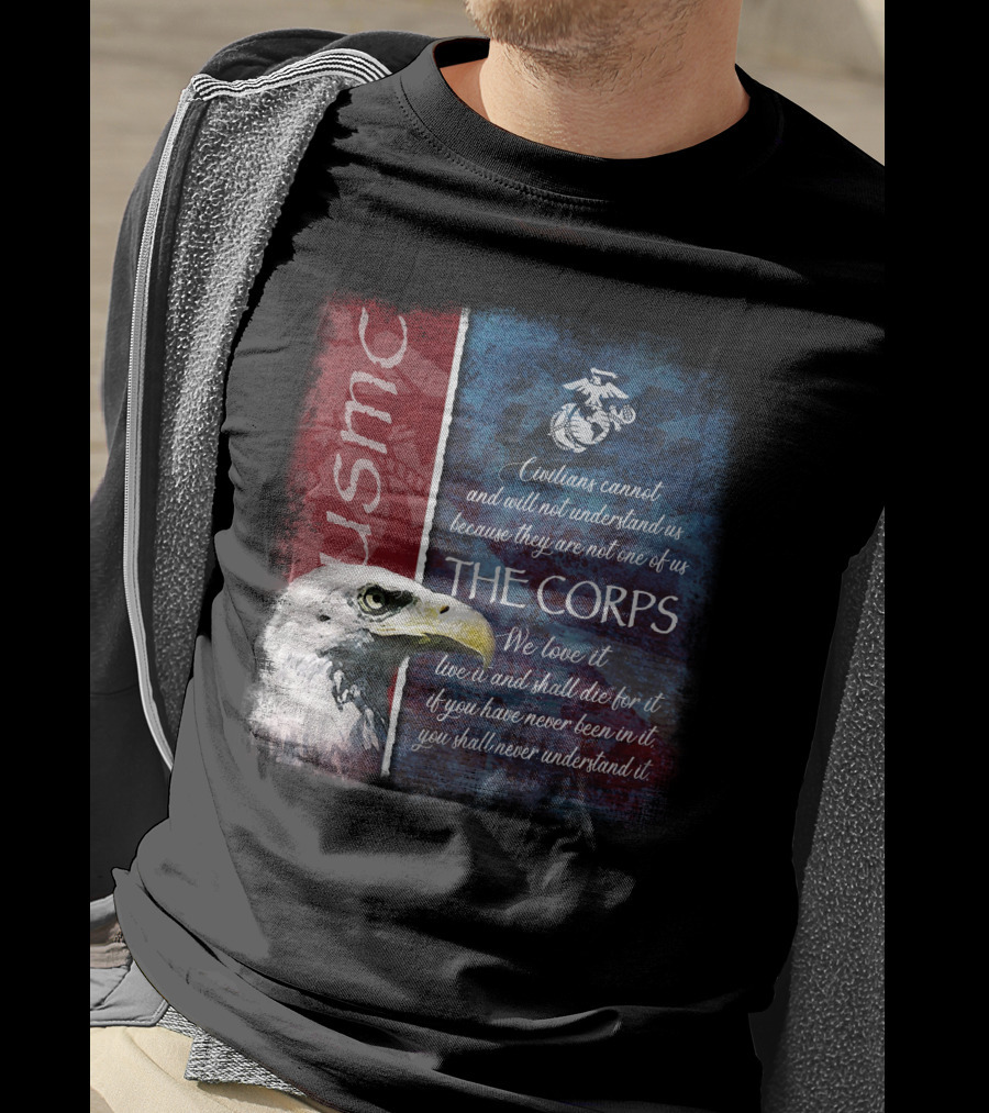 Usmc Marines The Corps Eagle Quote Semper Fidelis T-Shirt