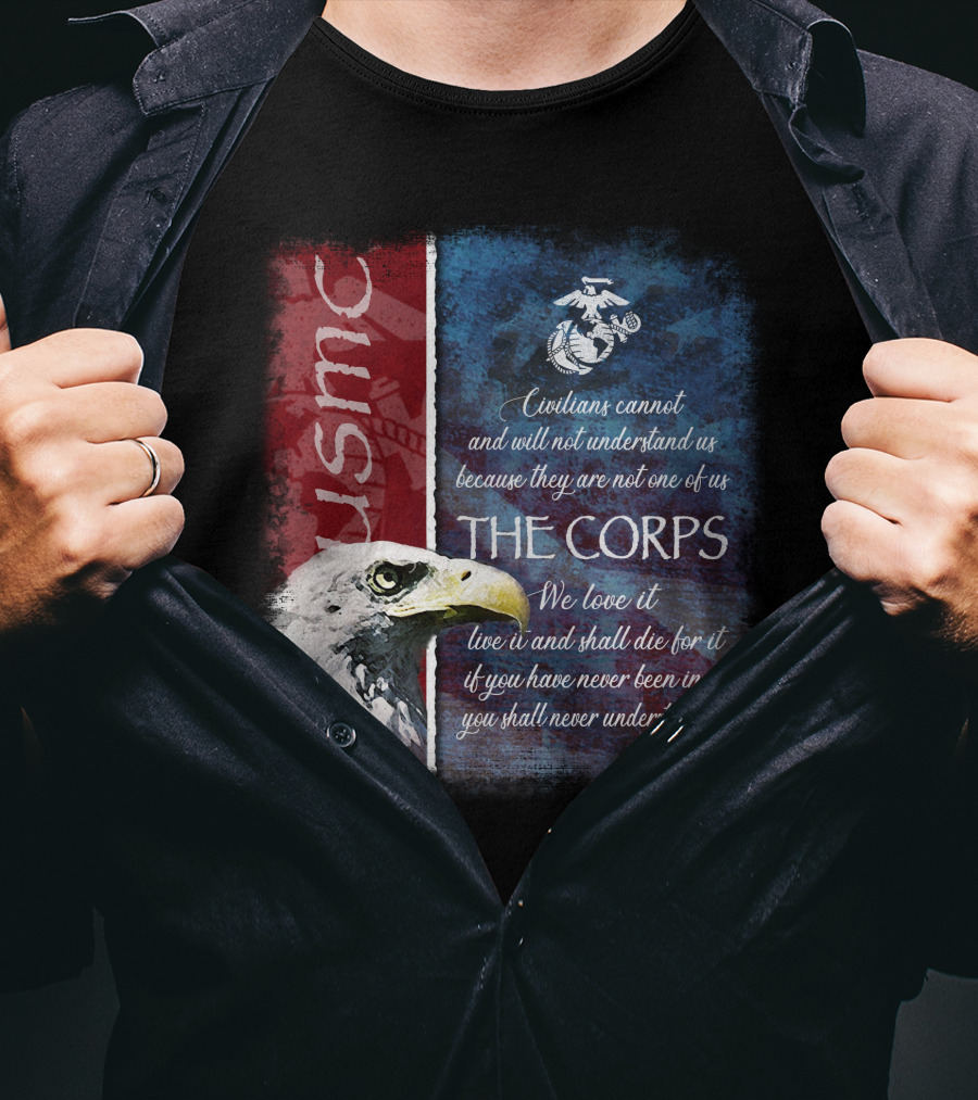 Usmc Marines The Corps Eagle Quote Semper Fidelis T-Shirt